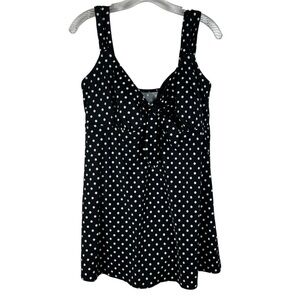 Croft & Barrow Black White Polka Dot Longline Swim Dress Plus Size 20W Modest